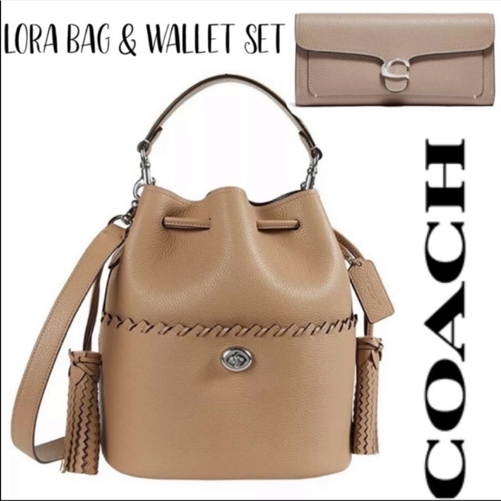 Coach Lora Whipstitch Light Taupe Wallet and Bag Set NWT - Picture 9 of 9